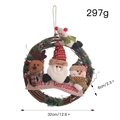 Couronne de Noël en rotin 32cm avec peluches Père Noël, Renne et Bonhomme de neige - Couronne de Poupée de Noël
