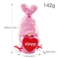 Gnomo di San Valentino in maglia rosa con cuore LOVE, perle e dimensioni del prodotto - Cuore Rosa