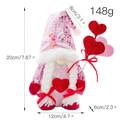 Gnomo di San Valentino con paillettes rosa, trecce bianche e cuori decorativi - Stile Femminile Cuore Paillettes