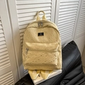 Star pattern school backpack in beige with large capacity for girls and students - Yellow