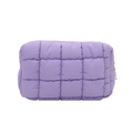 Sac à main matelassé lavande en nylon satiné avec fermeture éclair métallique élégante - Violet
