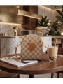 Mini borsa porta cellulare a tracolla marrone con motivo monogramma e sottile tracolla - Cachi
