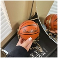 Mini bolso bandolera naranja con forma de baloncesto y textura de grano realista - Marrón