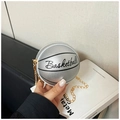 Mini bolso bandolera plateado con forma de baloncesto y acabado metálico rugoso - Plateado