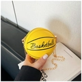 Mini bolso bandolera amarillo en forma de baloncesto con cadena dorada y cremallera - Amarillo