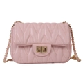 Bolso bandolera acolchado rosa con cadena dorada y elegante diseño de costura en forma de V - Rosa