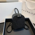 Mini sac à dos noir minimaliste pour femme avec décorations en strass brillants - Noir