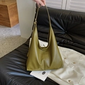 Bolso de hombro hobo minimalista verde oliva de gran capacidad en piel sintética - Verde