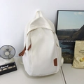 Sac à dos minimaliste en nylon blanc crème avec lettre A brodée pour lycéennes et étudiantes - Blanc