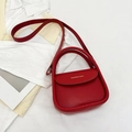 Bolso bandolera moderno de piel sintética roja con correa ajustable y estampado dorado - Rojo