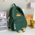 Mochila de pana verde oscuro con un lindo diseño de pato y pequeñas patas amarillas - Verde