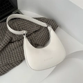 Borsa hobo bianca minimalista in pelle PU liscia con tracolla regolabile e alla moda - Bianco