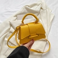 Chic lemon yellow lychee textured mini square bag with top handle and crossbody strap - Yellow