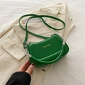 Fashionable bright green crescent shoulder bag in PU leather with gold lettering detail - Green