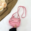 Rosa PU-Leder Satteltasche mit Silberkette und Fashion & HC Markenaufdruck - Rosa