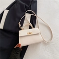 Piccola borsa a tracolla avorio chic con chiusura a rotazione dorata e manico singolo - Bianco