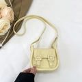 Minimalistische crèmegele crossbodytas van kunstleer met vintage dubbele gesp design - Geel