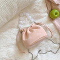 Sac seau rose à cordon avec poignée en résine marbrée et chaîne argentée - Rose