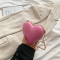 Borsa a tracolla rosa a forma di cuore con montatura in metallo dorato da donna - Rosa