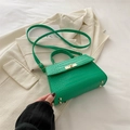 Petit sac bandoulière vert vintage avec texture crocodile et détails dorés chics - Vert