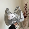 Sac à bandoulière argenté métallisé froncé avec papillon et porte-clés nuage doux - Argent
