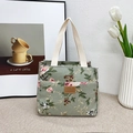 Bolsa de lona para almuerzo con estampado floral verde y forro aislante de aluminio - Floral Pastoral (UILD FASHION) / Verde