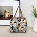 Bolsa de lona para el almuerzo con estampado de gatos y forro aislante de aluminio - Gato de Dibujos Animados (UIID FASHION) / Negro