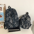 Set zaino blu scuro leggero con stampe di orsi bianchi per studenti e tempo libero - Grande / Nero