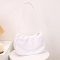 Minimalist white nylon crescent shoulder bag for women with sleek underarm strap design - White