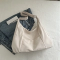 Bolso tote minimalista de lona blanco roto con correa ajustable para hombro para mujer - Blanco