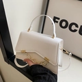 Borsa a scatola bianca minimalista con catena dorata spessa e tracolla rimovibile - Bianco