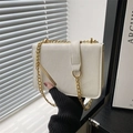 Piccola borsa quadrata retrò bianco avorio con catena dorata di lusso per donna - Bianco