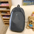 Sac à dos gris foncé minimaliste avec logo Y brodé bleu clair et style japonais - Gris