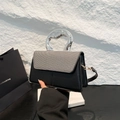 Fashionable black and grey crossbody bag with a transparent resin handle for women - Black
