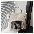 Detailansicht der weißen Ita-Bag aus Canvas mit klarem PVC-Fenster und Reißverschluss - Weiß