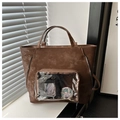 Detailansicht der braunen Itabag-Tasche mit transparentem Fenster für Anime-Badges - Braun
