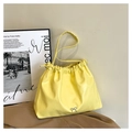 Borsa a secchiello giallo limone con coulisse e dettaglio fiocco in metallo argento - Giallo