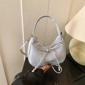 Borsa a gnocco celeste con fiocco e trama stropicciata da donna a tracolla elegante - Blu