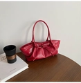 Fashionable red woven tote bag with a bow decoration and elegant retro style for women - Red