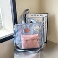 Bolso bandolera azul y rosa con diseño de estrella y gran capacidad para clase - Azul