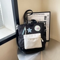 Bolso tote de contraste blanco y negro con diseño de estrella y correa ajustable - Negro