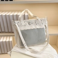 Sac Ita blanc de style japonais avec fenêtre PVC transparente et ornements en cœur - Blanc Cassé