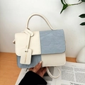Women's minimalist contrasting color small square bag in off-white and morandi blue - Blue