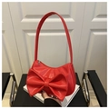 Chic red bow underarm bag in premium PU leather for 2025 summer commute style - Red
