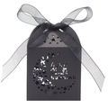 Detailed laser-cut black gift box featuring crescent moon and mosque silhouettes - 5x5x8CM / Black