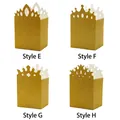 Glitter gold crown and castle candy boxes in four styles for wedding party favors - Assorted Styles (EFGH) / Gold