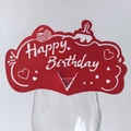 Red Happy Birthday paper decorative card for cake or glass edge party decoration - 10*6CM / Bright Red