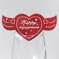 Rote herzförmige Happy Engagement Platzkarten für Weingläser zur Verlobungsfeier - 9*4.6CM / Rot