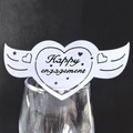 Weiße herzförmige Happy Engagement Weinglaskarten für die Hochzeitsdeko - 9*4.6CM / Weiß
