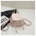 Detail of light pink mini backpack with mim logo drawstring and adjustable strap - Pink